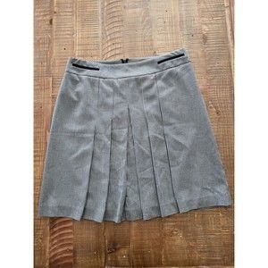 Ann Taylor Loft Aize 6 Pleated Skirt Gray Houndstooth Midi Lined